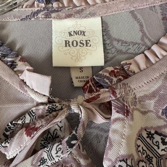 Knox Rose Dropped Waist Blouse - Size Small - Beautiful Mixed Pattern Fabric - Picture 5 of 6